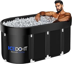 Tomaje Upgrade 129 Gal XL Large Oval Ice Bath Tub for Athletes, Collapsible Cold Plunge Tu
